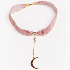 Pink Velvet moon choker